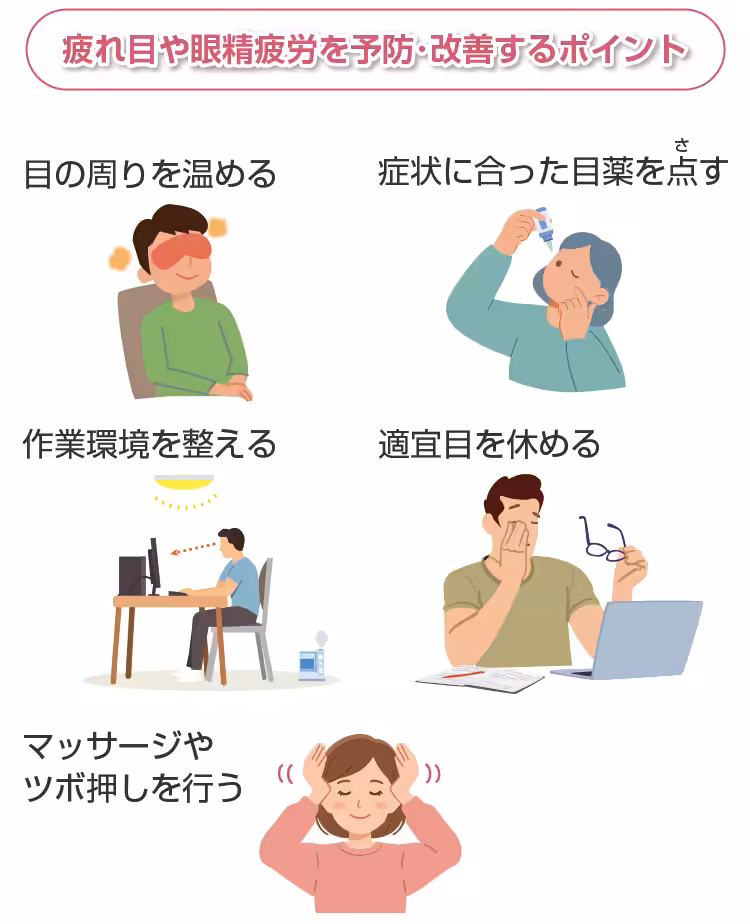 疲れ目や眼精疲労の予防・改善するポイント