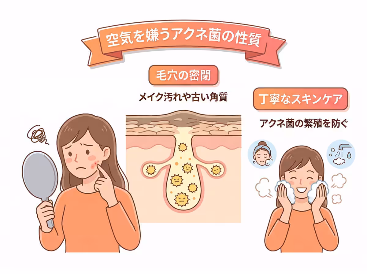 空気を嫌うアクネ菌の性質