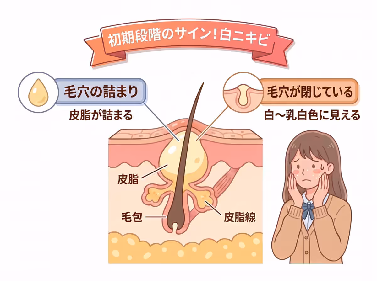 初期段階のサイン！白ニキビ