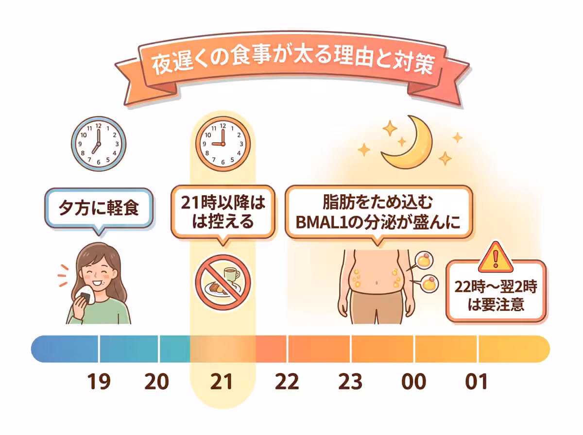 夜遅くの食事が太る理由と対策