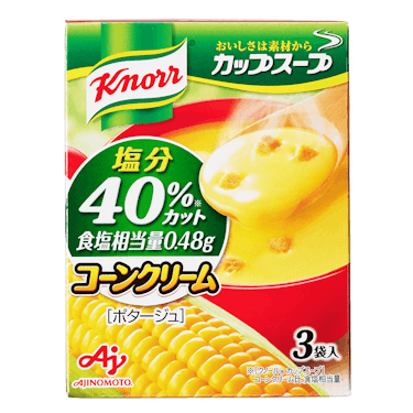 ｢クノール® カップスープ｣コーンクリーム塩分40%カット 18.2g×3袋