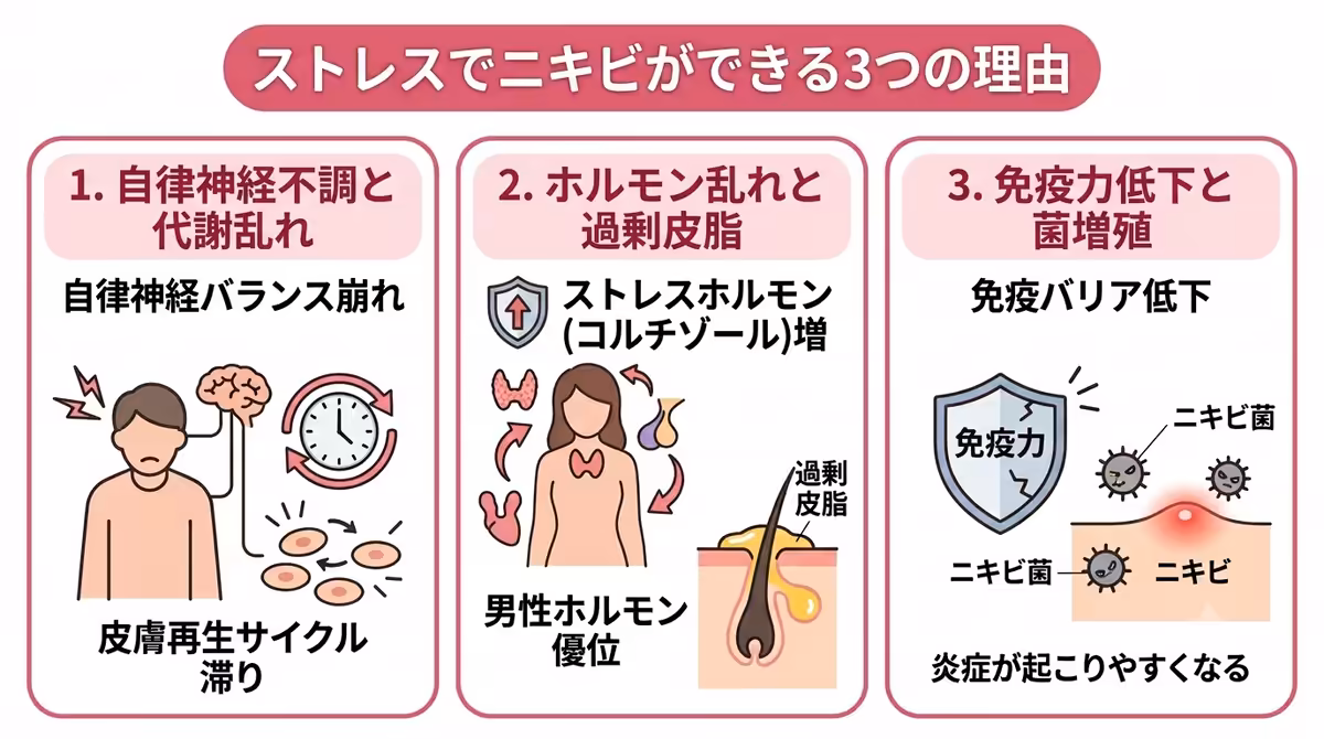 ストレスでニキビができる３つの理由