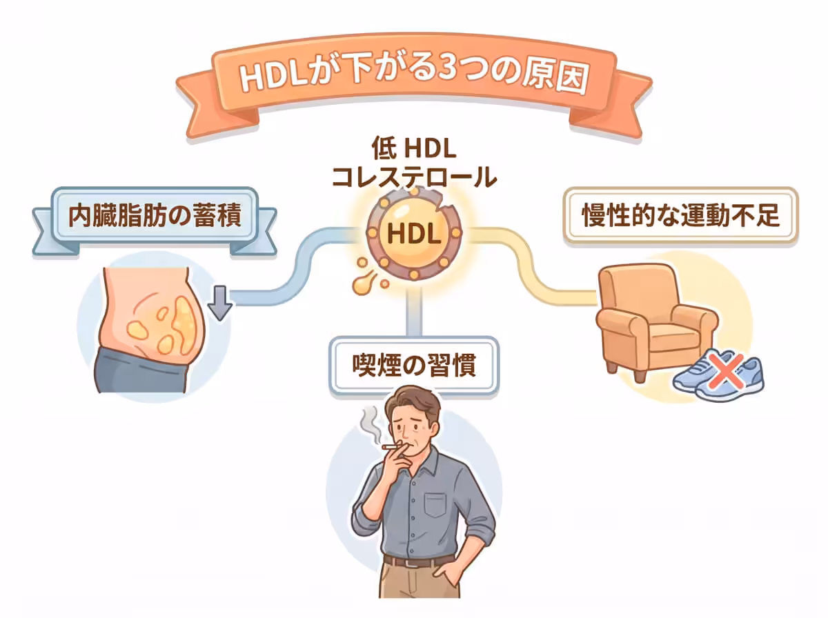 HDLが下がる3つの原因