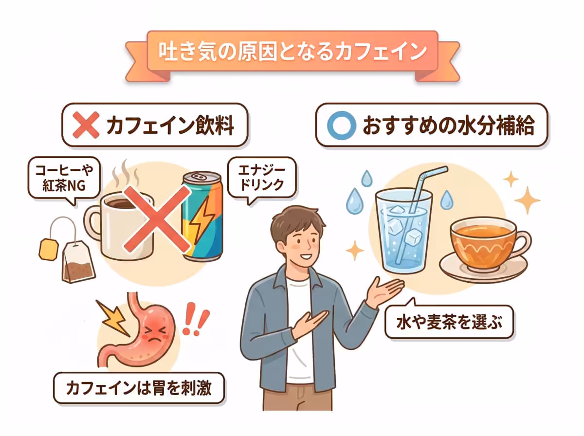 吐き気の原因となるカフェイン