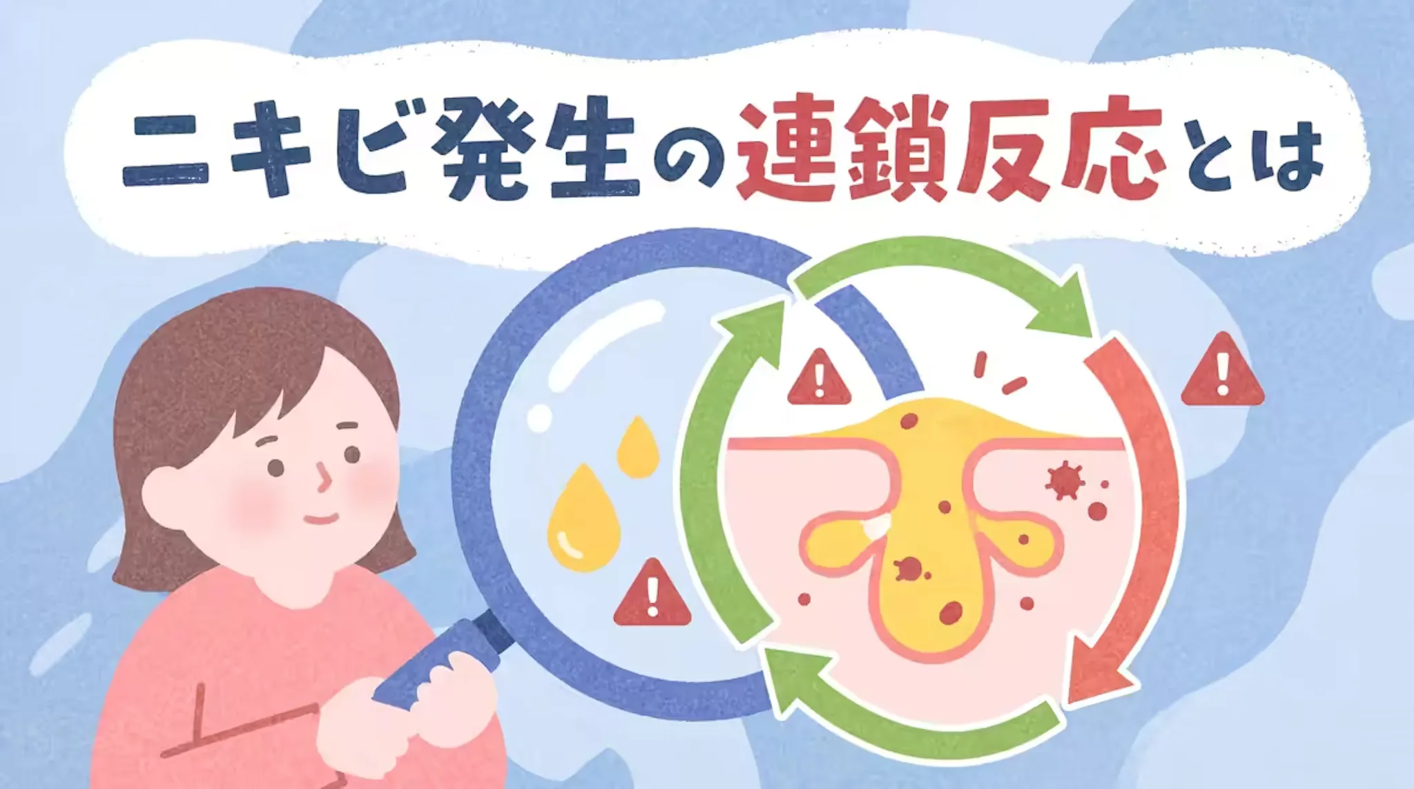 ニキビができる仕組みを解説！皮脂・毛穴・アクネ菌の三要素とは？のサムネイル