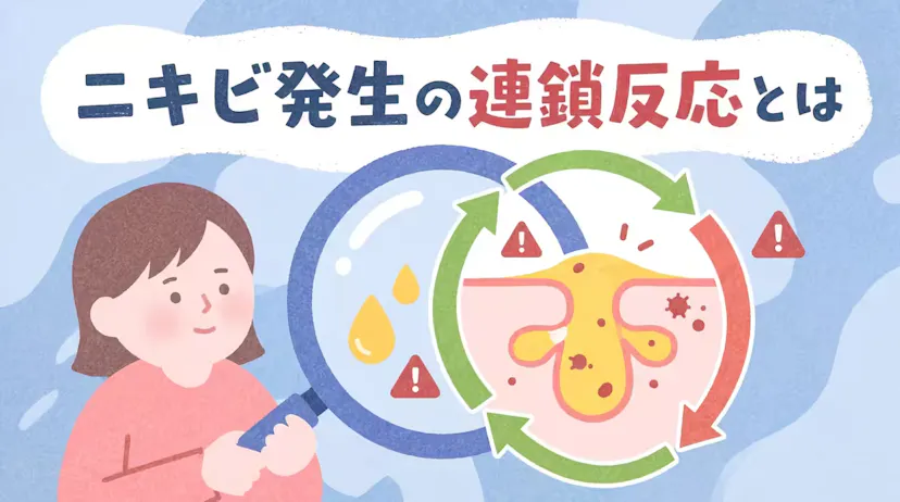 ニキビができる仕組みを解説！皮脂・毛穴・アクネ菌の三要素とは？のサムネイル