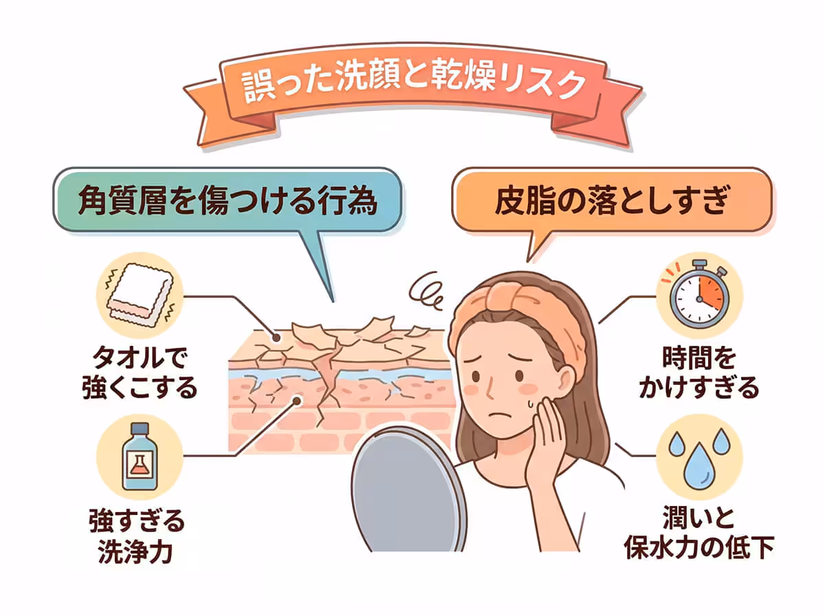 誤った洗顔と乾燥リスク