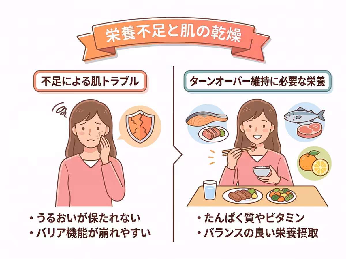 栄養不足と肌の乾燥