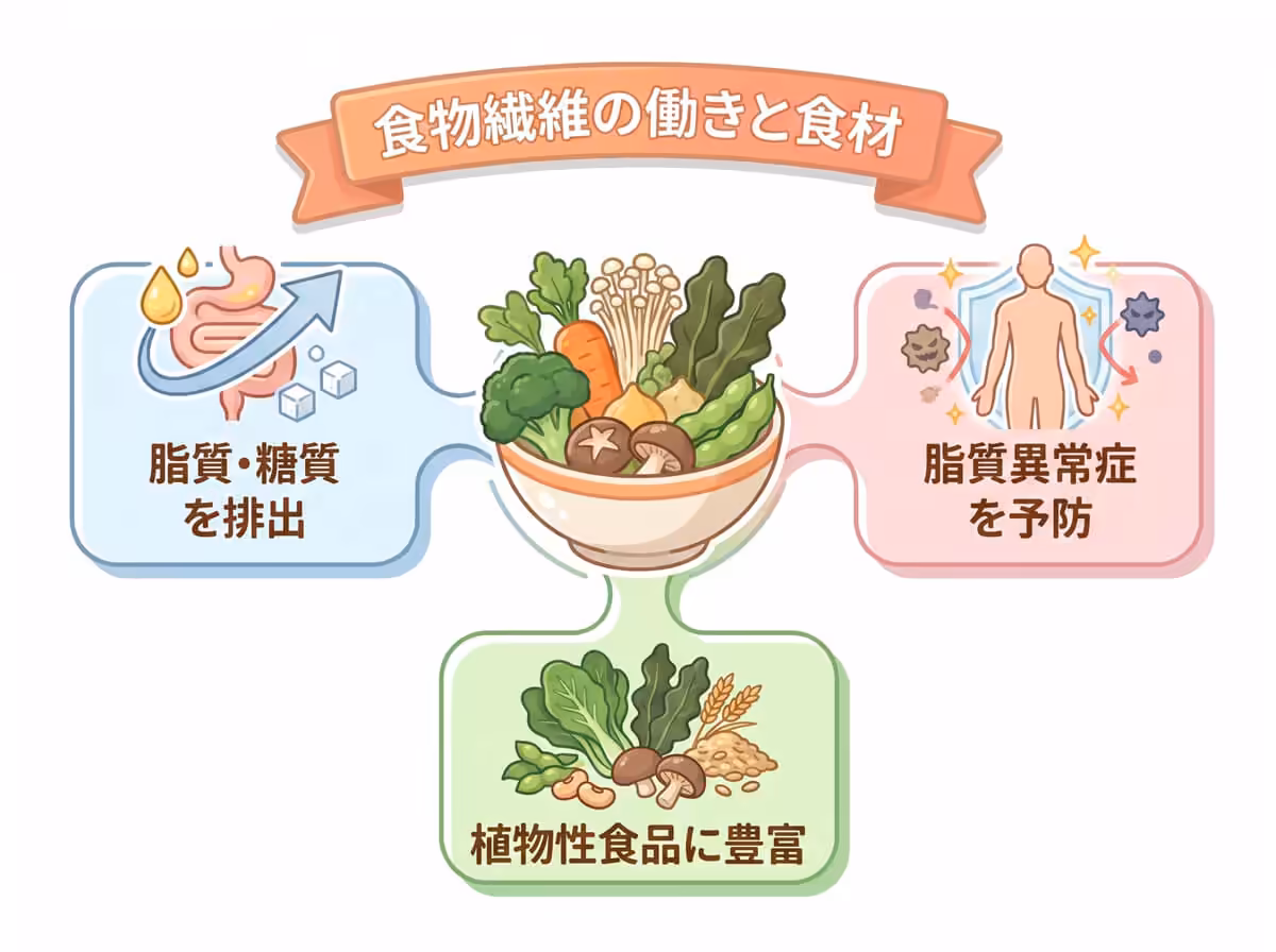 食物繊維の働きと食材