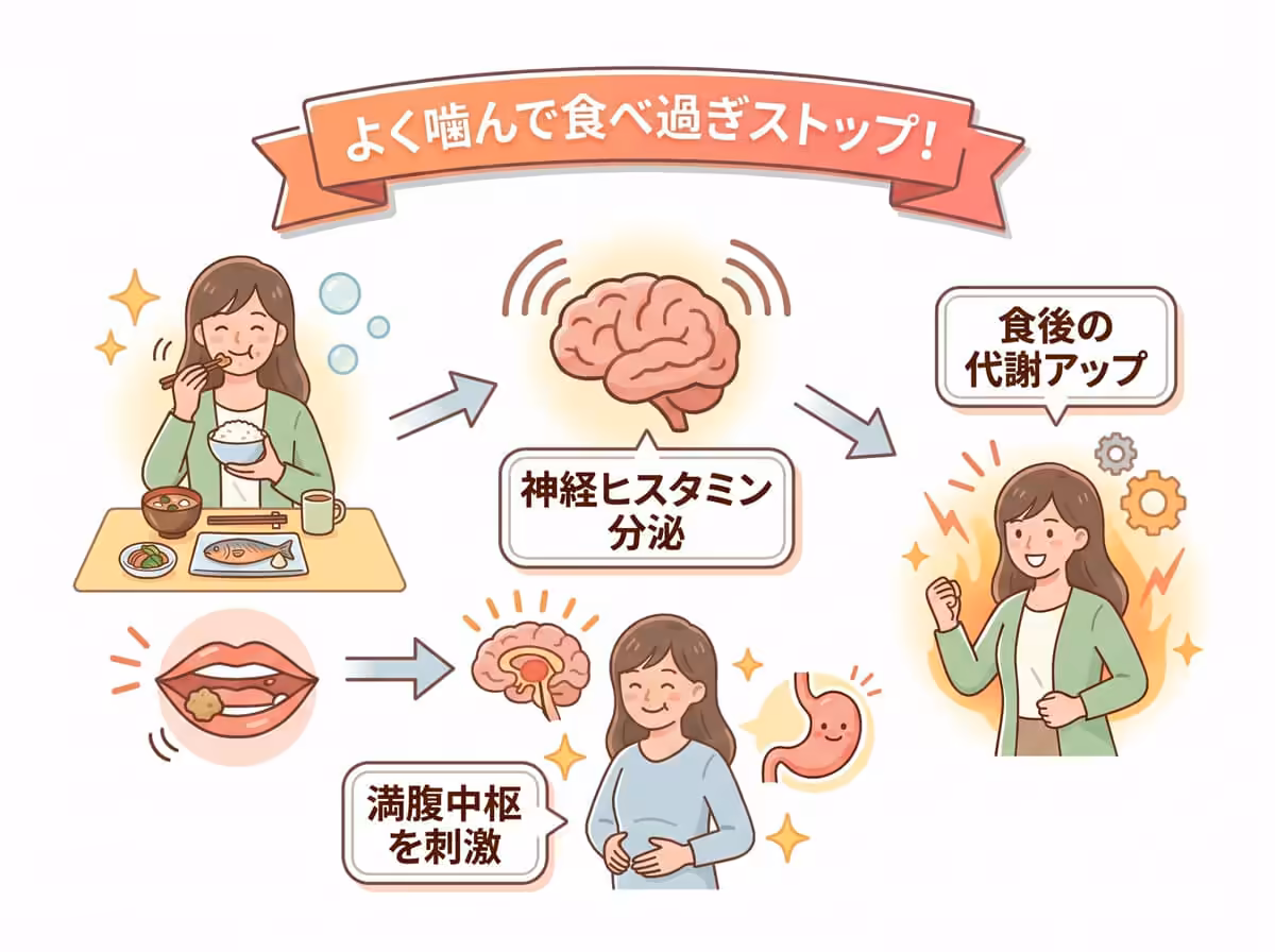 よく噛んで食べ過ぎストップ