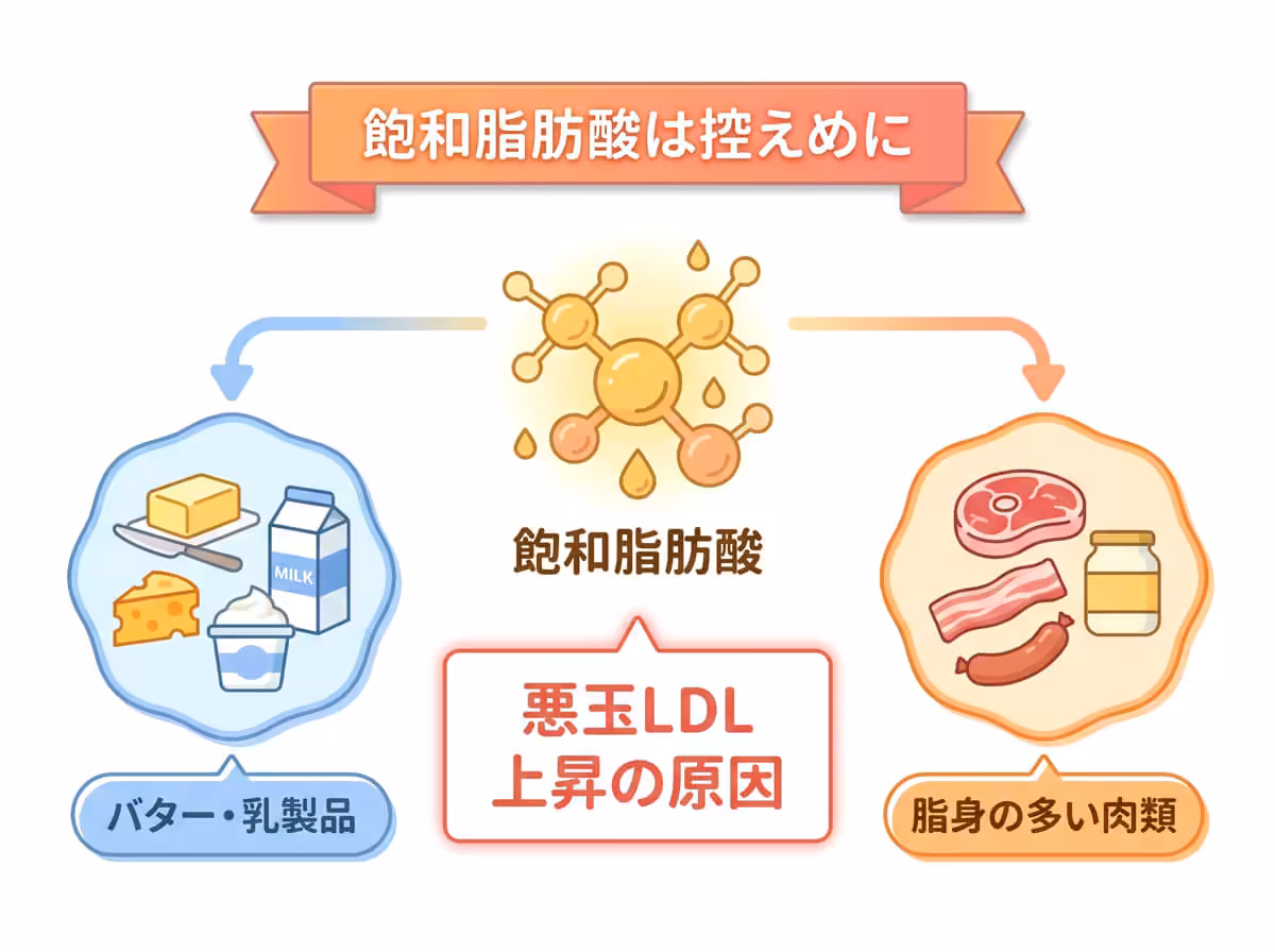 飽和脂肪酸は控えめに