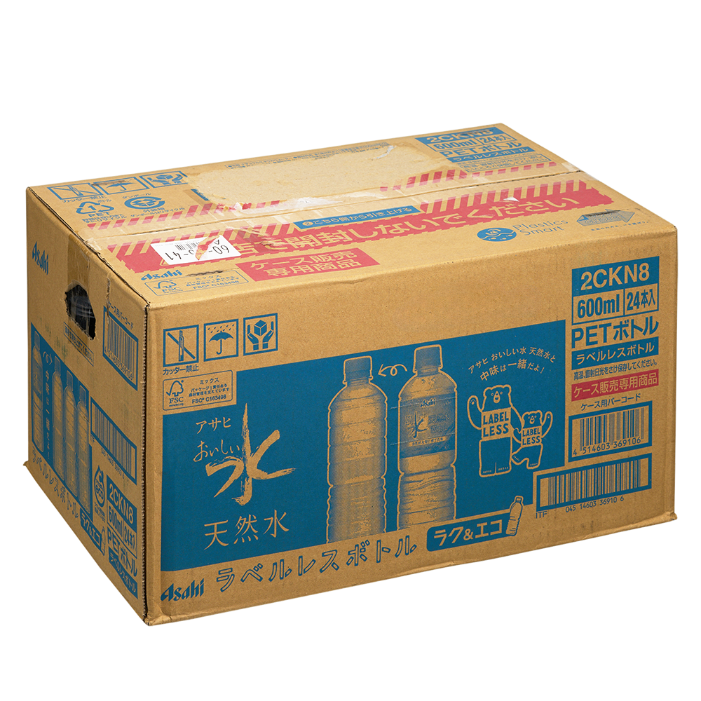 アサヒ おいしい水 天然水 ラベルレスボトル 600ml