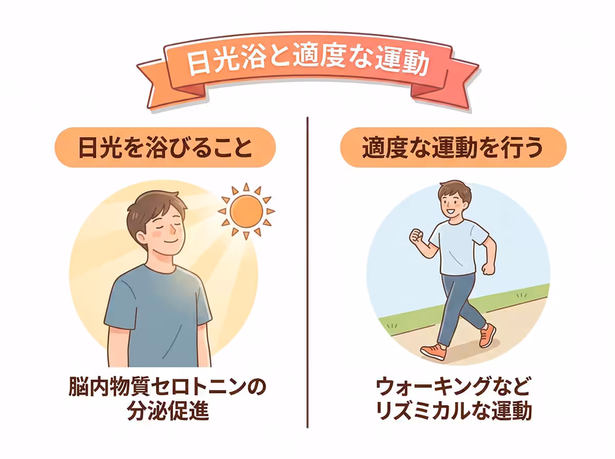 日光浴と適度な運動