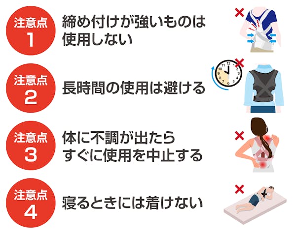 猫背矯正ベルトを使うときの注意点