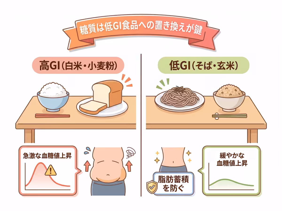 糖質は低GI食品への置き換えが鍵