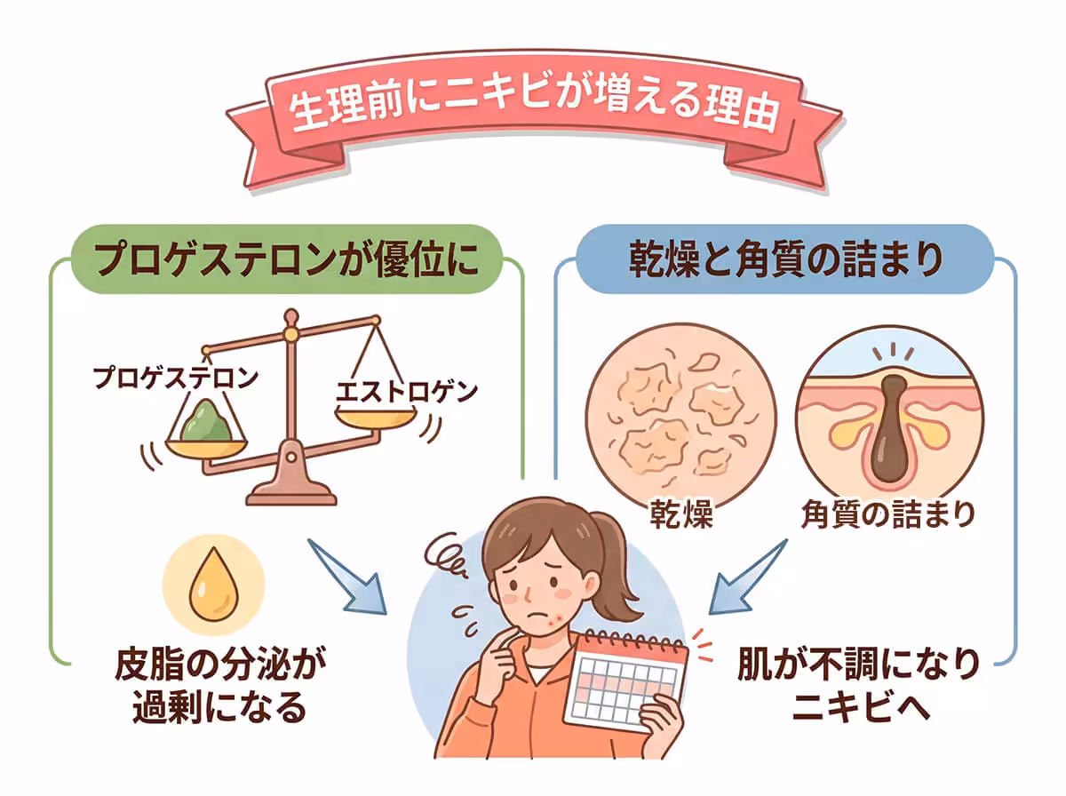 生理前にニキビが増える理由