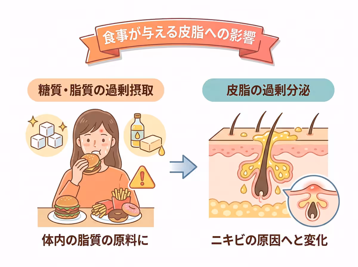 食事が与える皮脂への影響