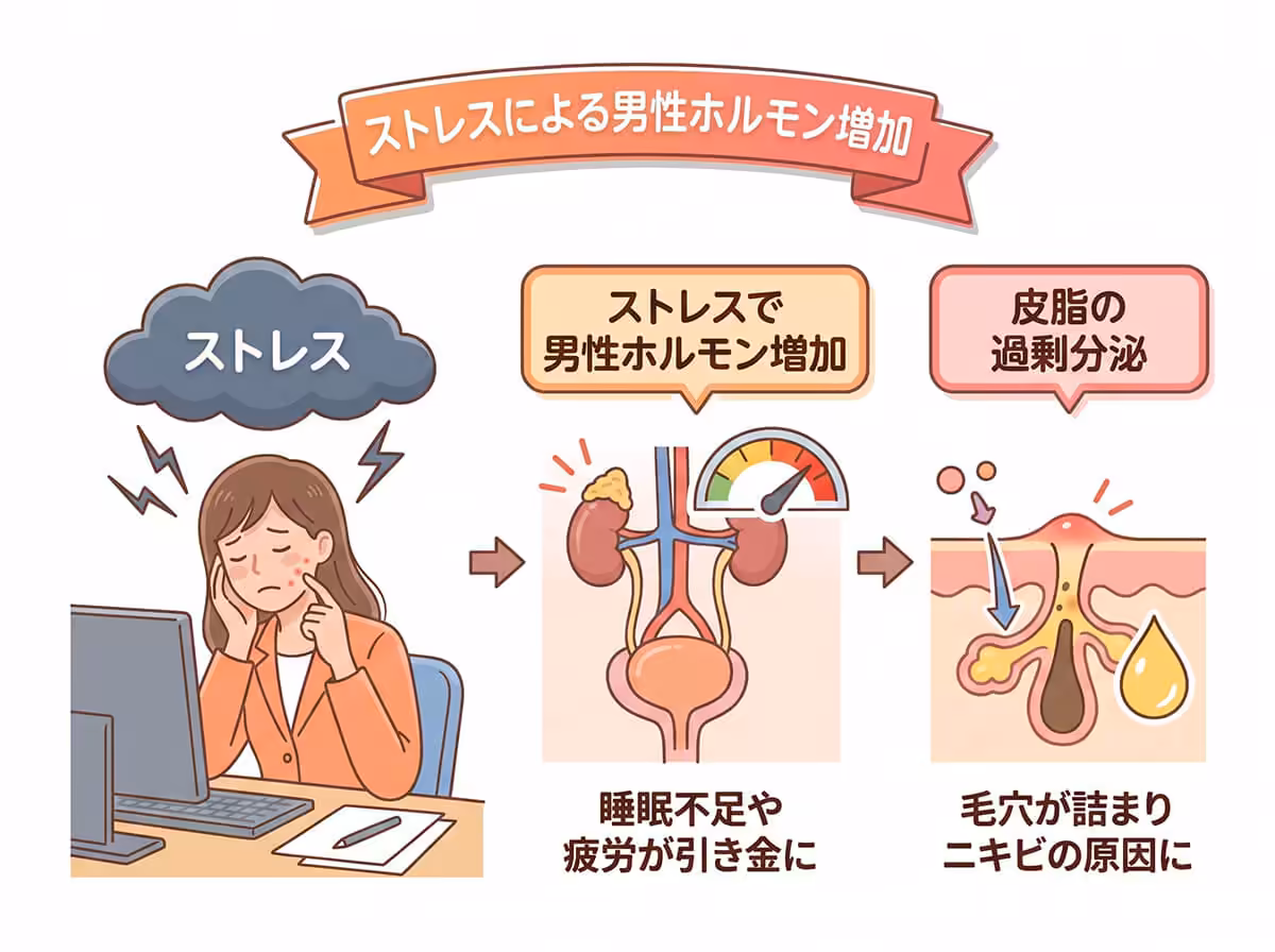 ストレスによる男性ホルモン増加