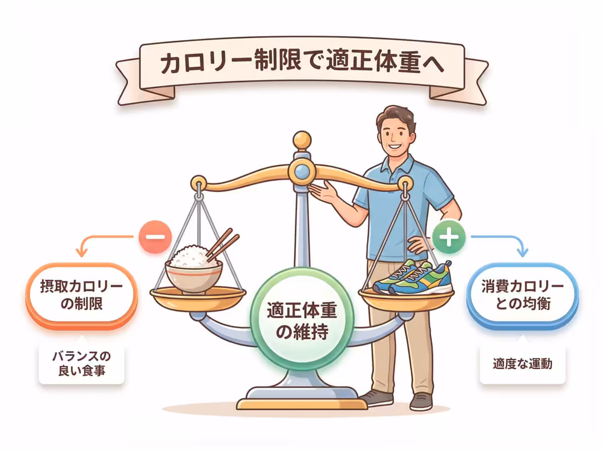 カロリー制限で適正体重へ